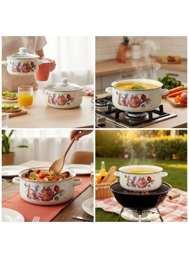 Sharpdo 5-Piece Set of Cookware Set, Marble Enamel Thickened Straight Soup Pot with Double Ears 16/18/20/22/24CM - Image 3